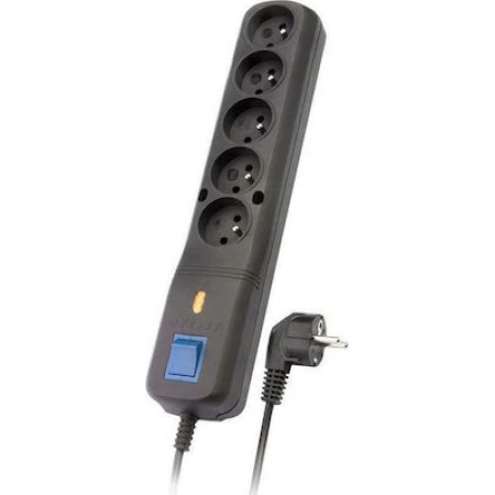Lestar LV 530W Πολύπριζο Ασφαλείας 5 Θέσεων με Διακόπτη και Καλώδιο 1.5m Μαύρο