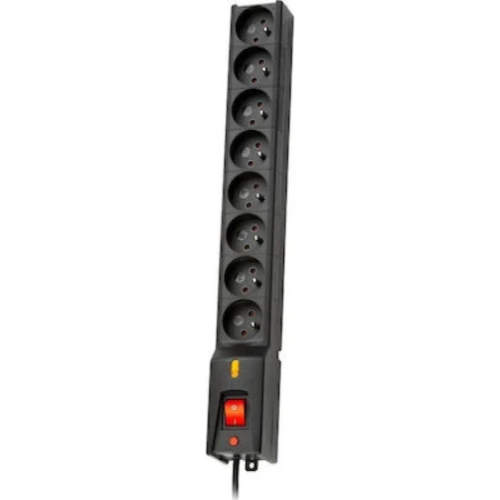 Lestar LX 810 Πολύπριζο Ασφαλείας 8 Θέσεων με Διακόπτη και Καλώδιο 5m Μαύρο