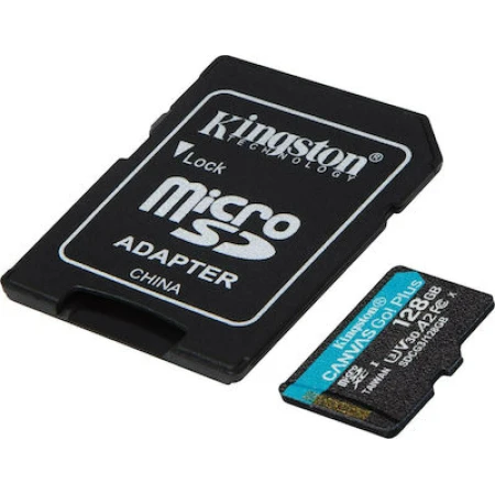 Kingston Canvas Go! Plus microSDXC 128GB Class 10 U3 V30 UHS-I με αντάπτορα