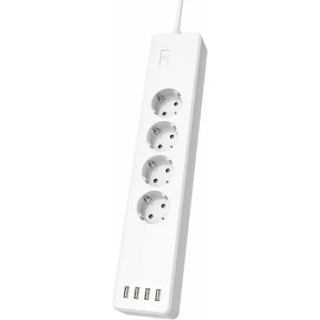 HAMA Πολύπριζο 4 Θέσεων με Διακόπτη και 4 USB Λευκό