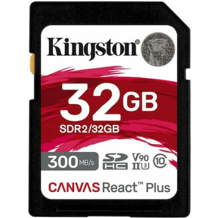 Kingston Canvas React Plus SDHC 32GB Class 10 U3 V90 UHS-II