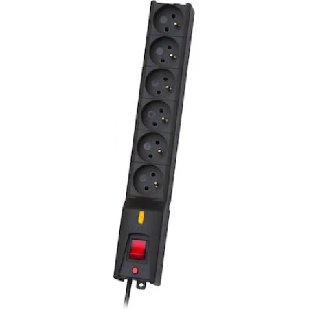 Lestar LX 610 Πολύπριζο 6 Θέσεων με Διακόπτη και Καλώδιο 3m Μαύρο