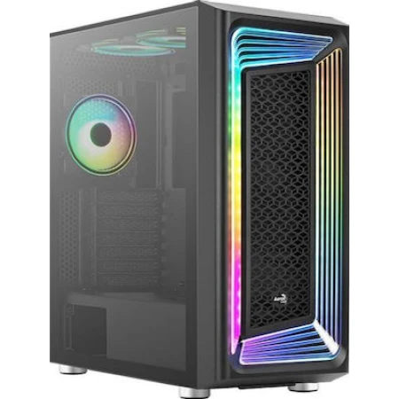 Aerocool Interstellar Gaming Midi Tower Κουτί Υπολογιστή με Πλαϊνό Παράθυρο και RGB Φωτισμό Μαύρο
