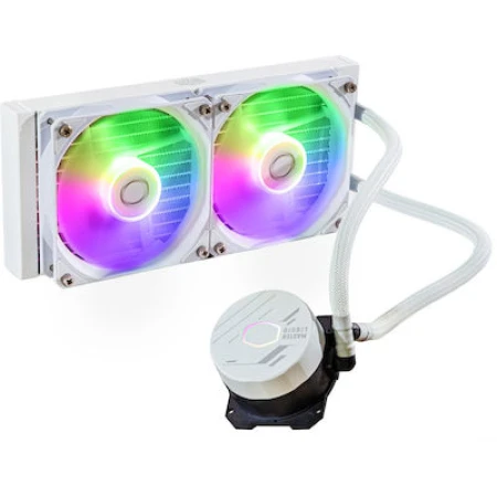 CoolerMaster MasterLiquid 240L Core Υδρόψυξη Επεξεργαστή Διπλού Ανεμιστήρα 120mm για Socket AM4/AM5/1700/1200/115x με ARGB Φωτισμό Λευκή