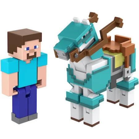 Mattel Παιχνίδι Μινιατούρα Minecraft - Armored Horse & Steve για 6+ Ετών
