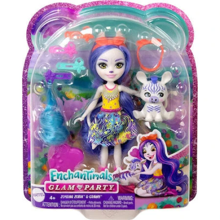 Mattel Παιχνίδι Μινιατούρα Enchantimals Glam Party - Ζέβρα για 4+ Ετών
